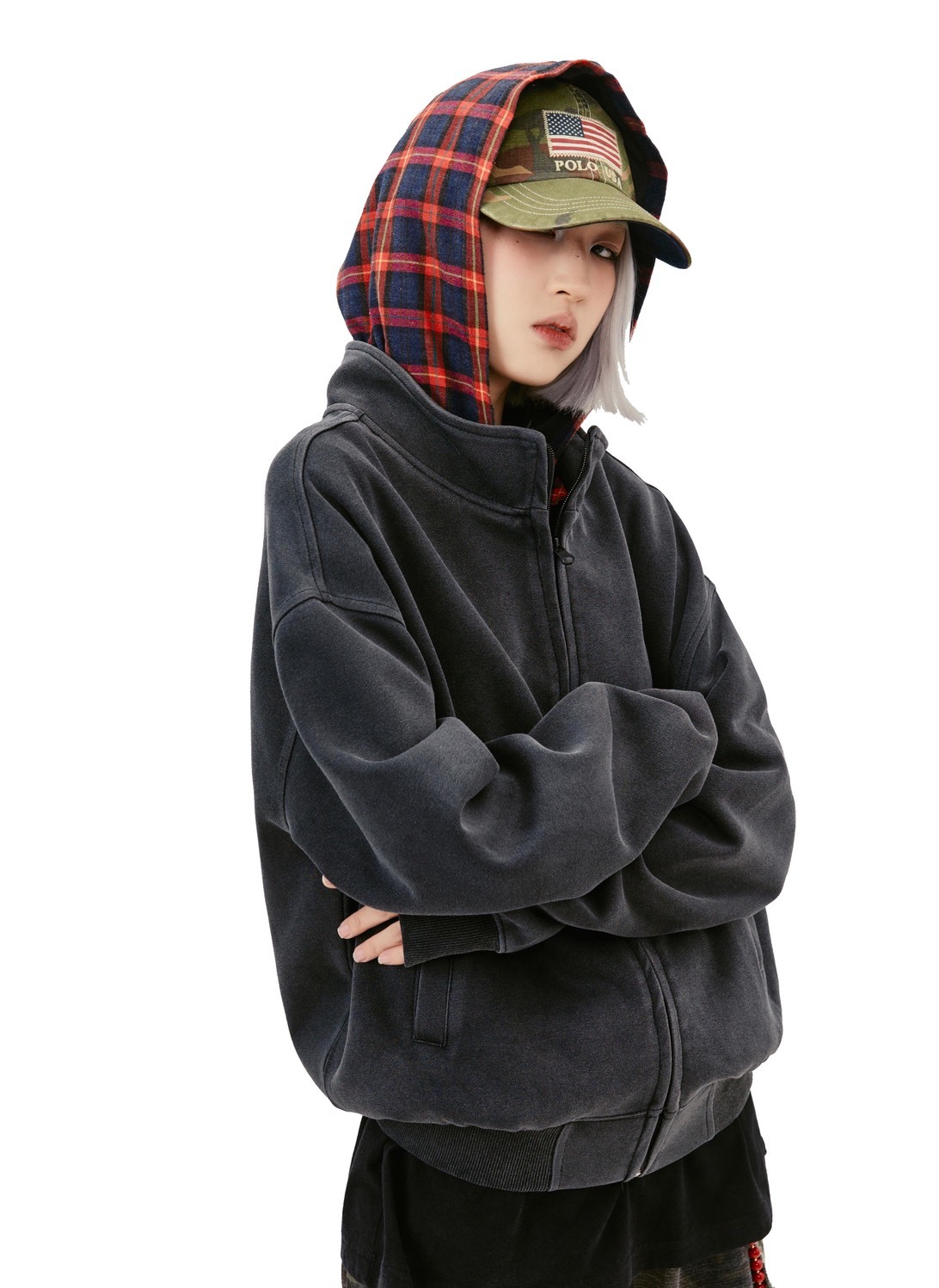 FU 美式 做舊假兩件 棉質棉帽 #外套