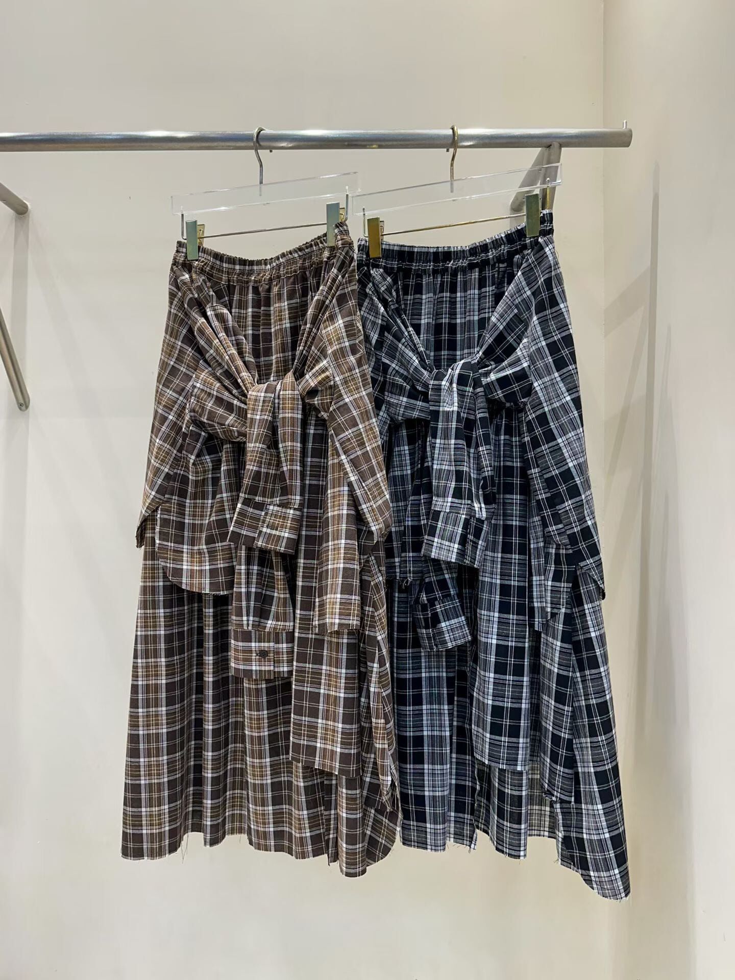 EM5037 偵探格仔綁結長裙