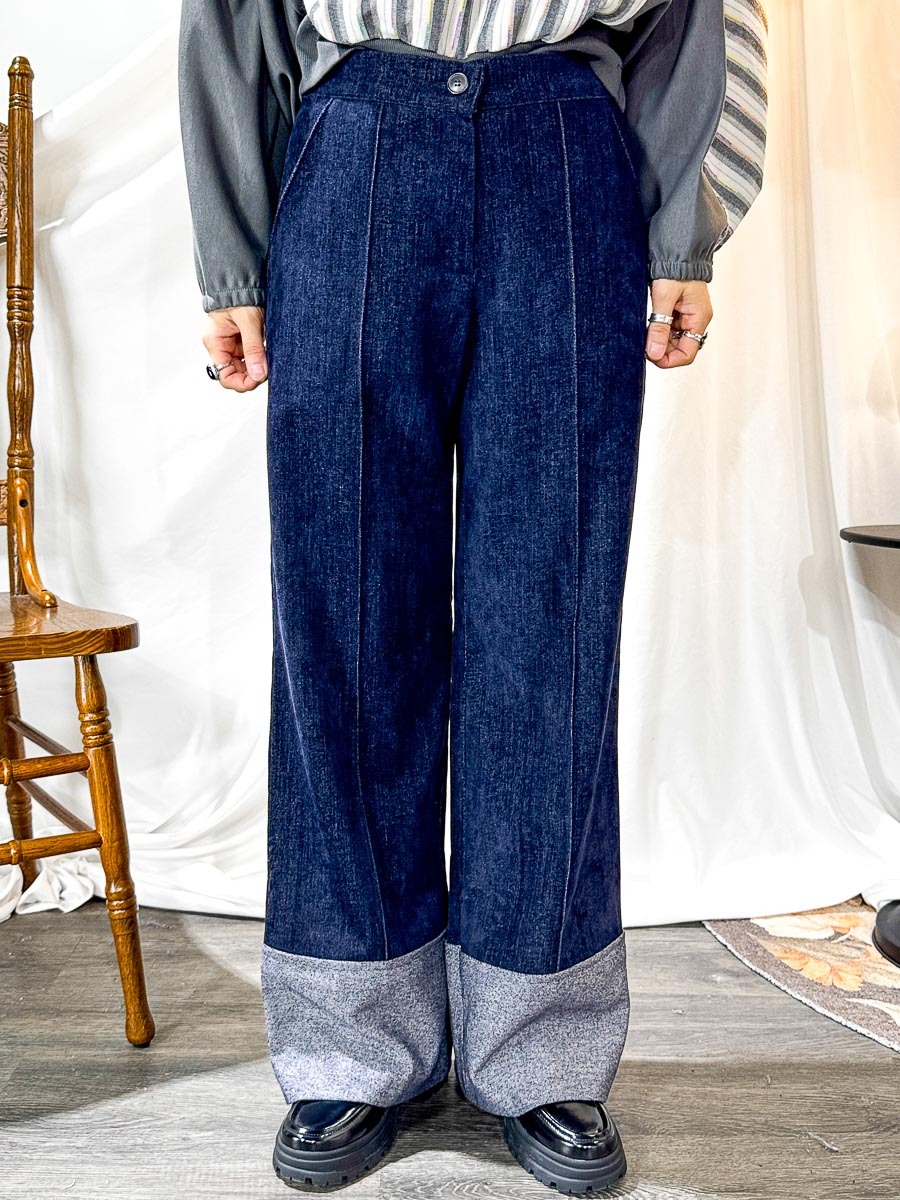 開倉低至半價😱FINALSALE📣 後腰內橡根．腳位一級．薄絨絨料直腳褲 (有袋)【不設退換 】