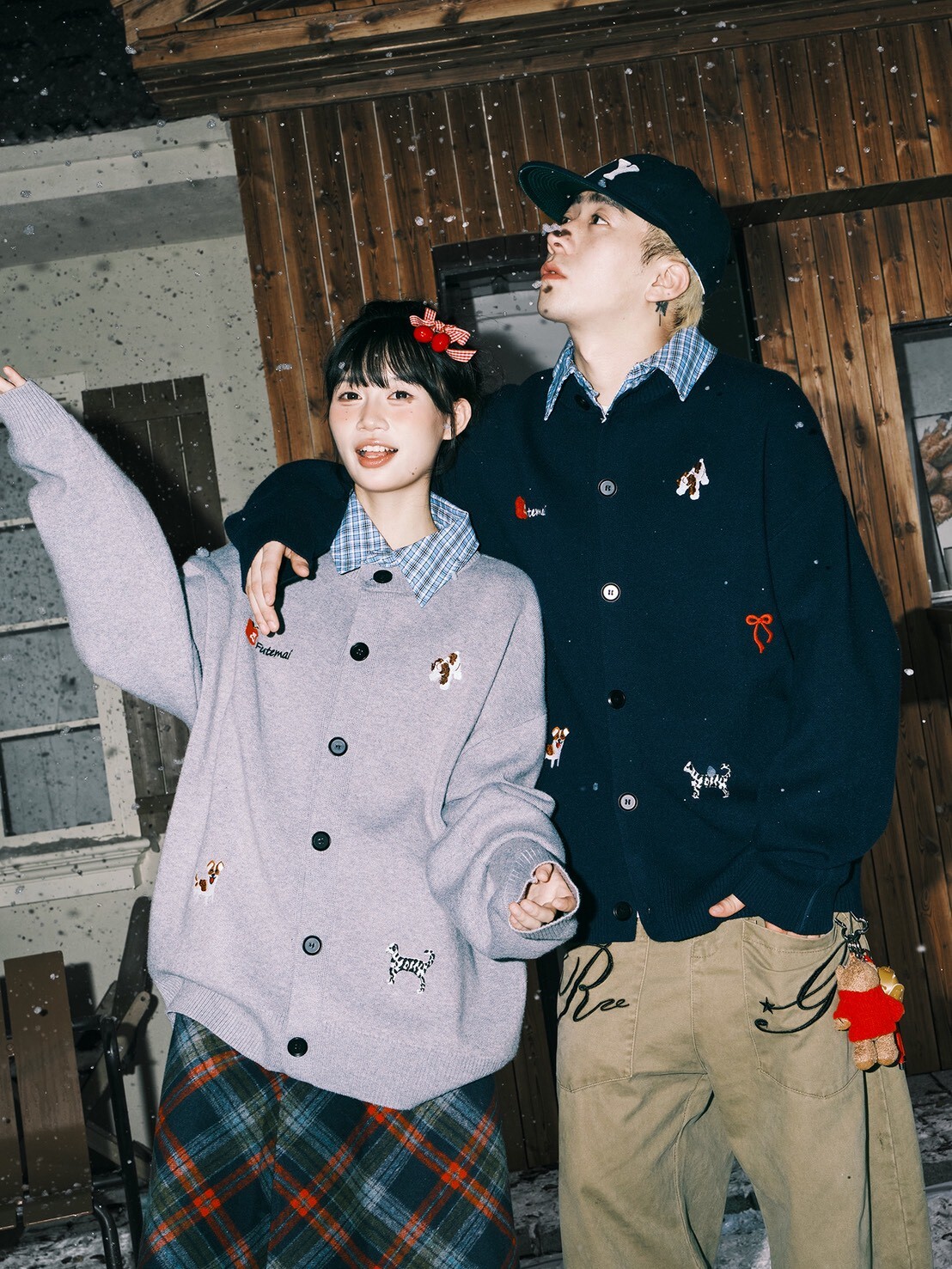 LEMANISM 假兩件 格子拼接 開襟衫