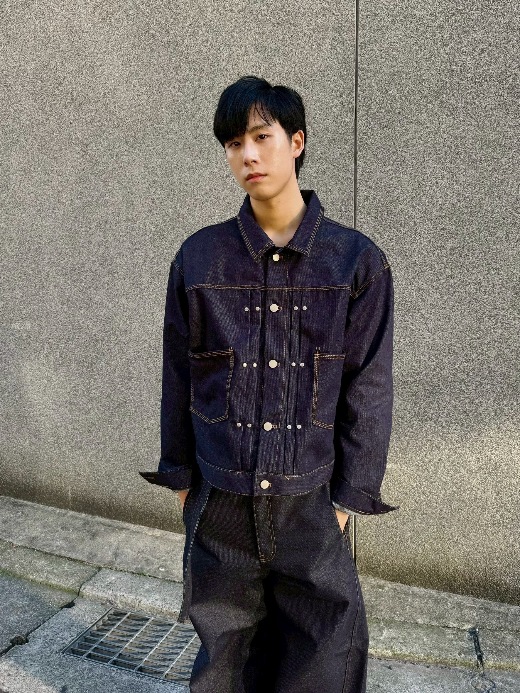 原色單寧鈕扣牛仔外套