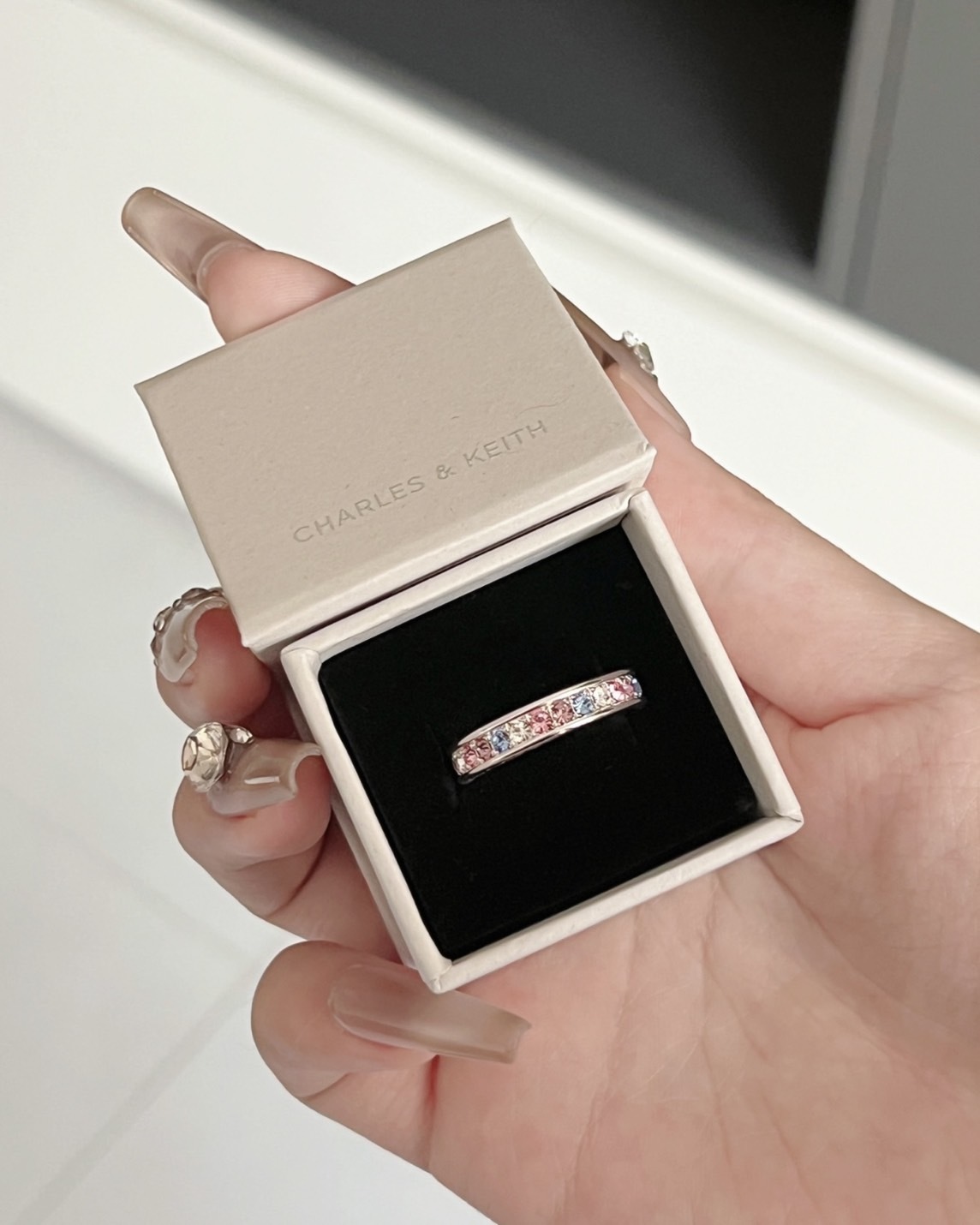 <好閃>Charles ＆ Keith 小CK Maeve 彩鑽 戒指 2色