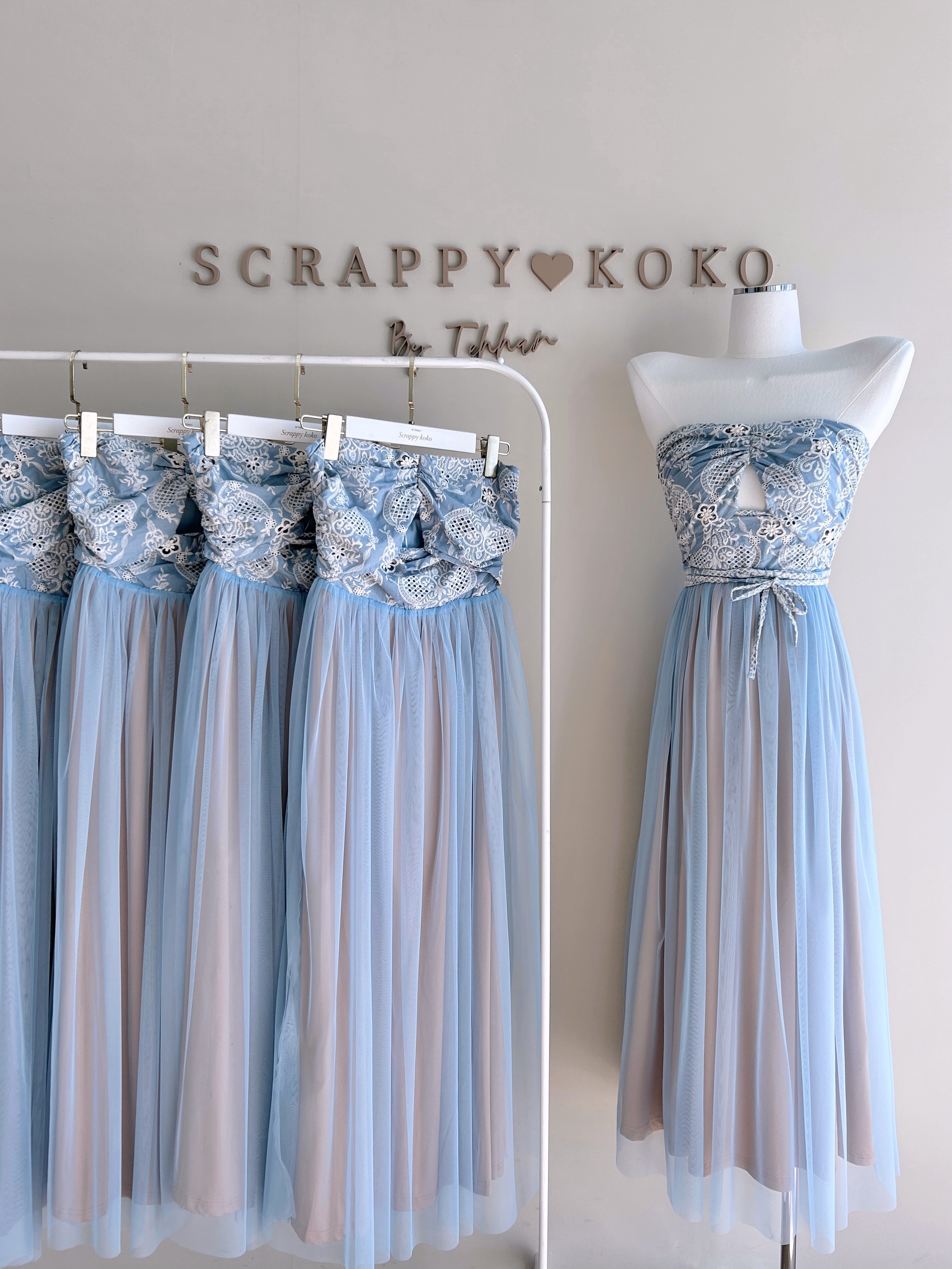 Sylph 空氣精靈 平口圖騰網紗洋裝(附綁帶)