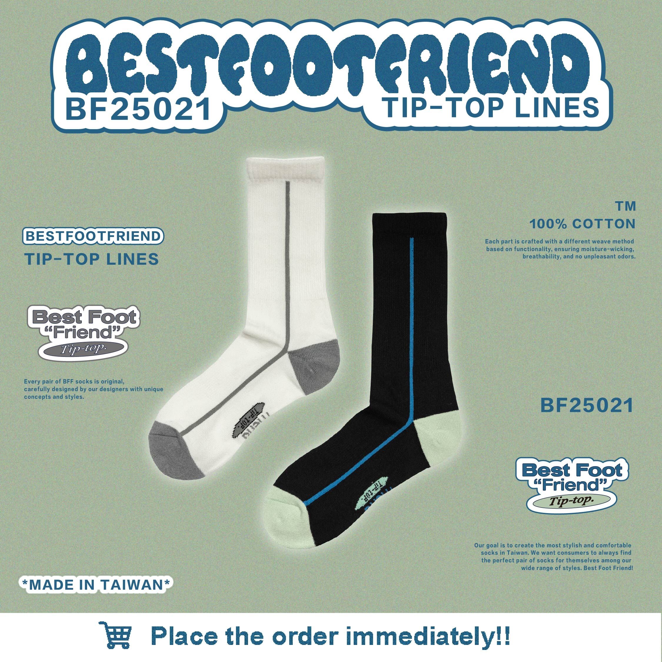 【逢甲 FUZZY】Best Foot Friend Tip-Top Lines 頂端線條 BFF 襪子 BF25021