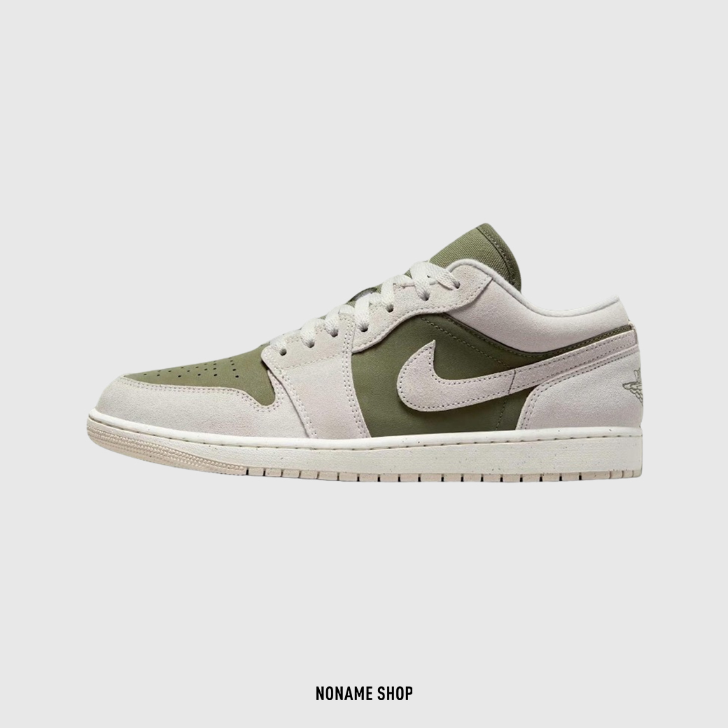 NIKE AIR JORDAN 1 LOW SE 橄欖綠 倒鉤平替 米白綠 麂皮 (男款)
