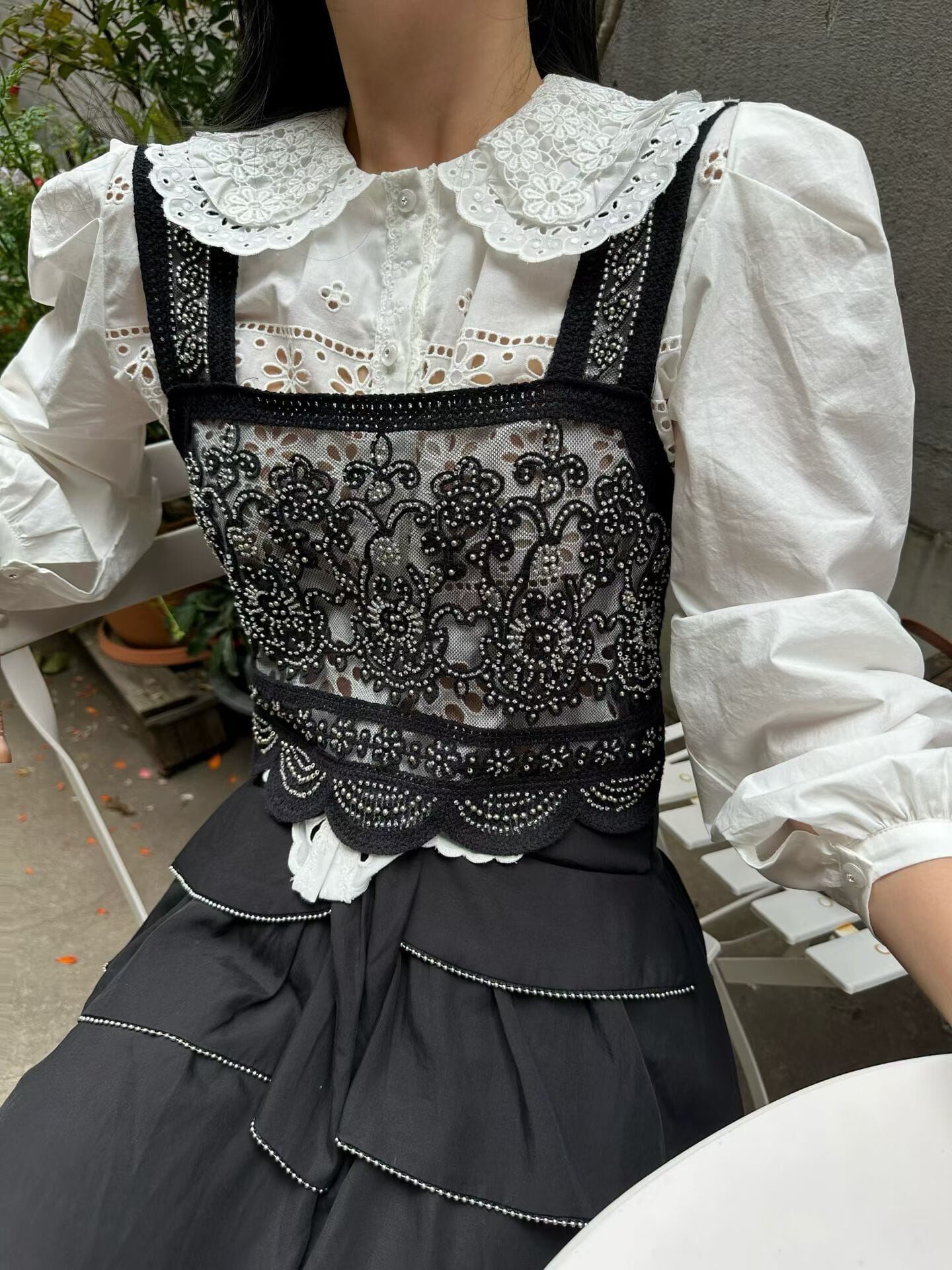 EM5023 性感釘珠花蕾絲吊帶