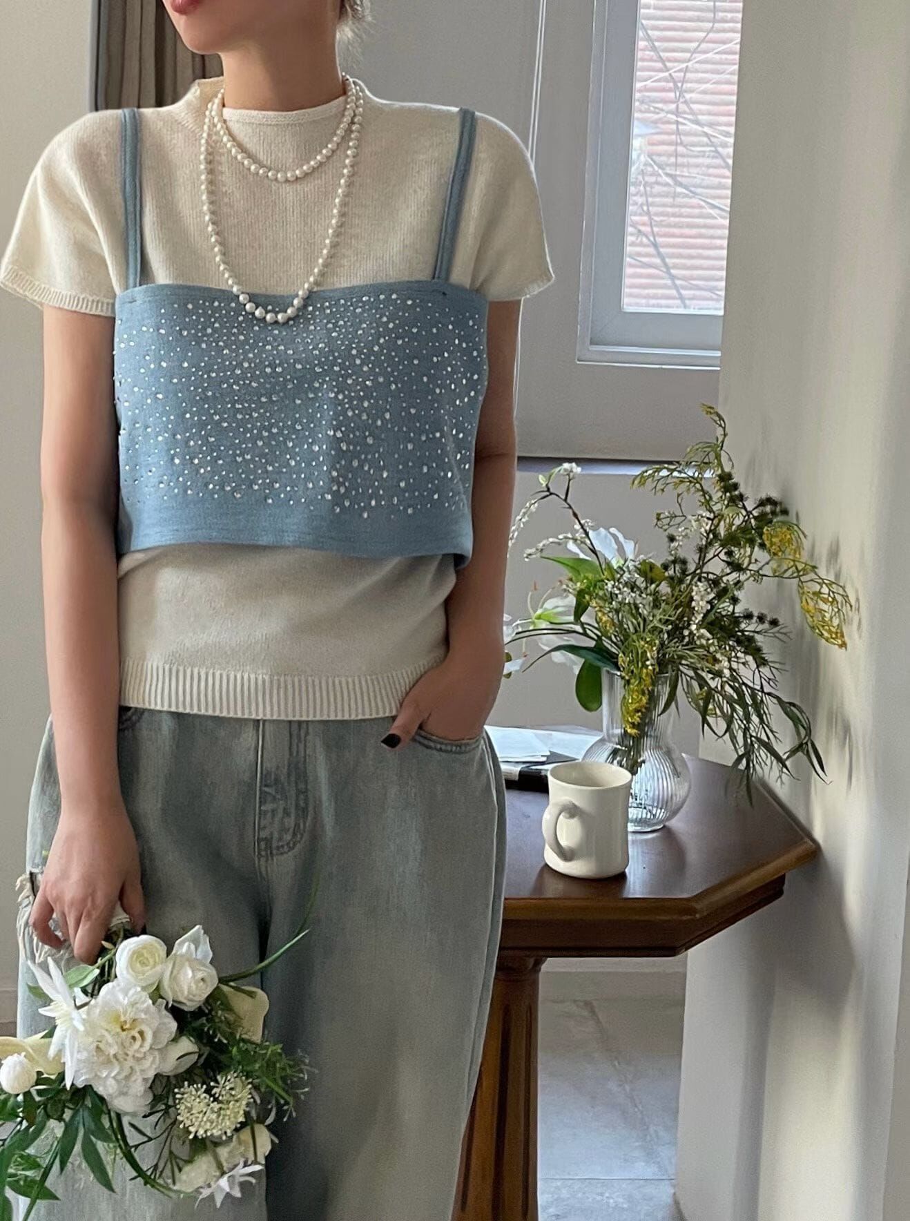 EM5028 碎鑽牛仔幼帶吊帶