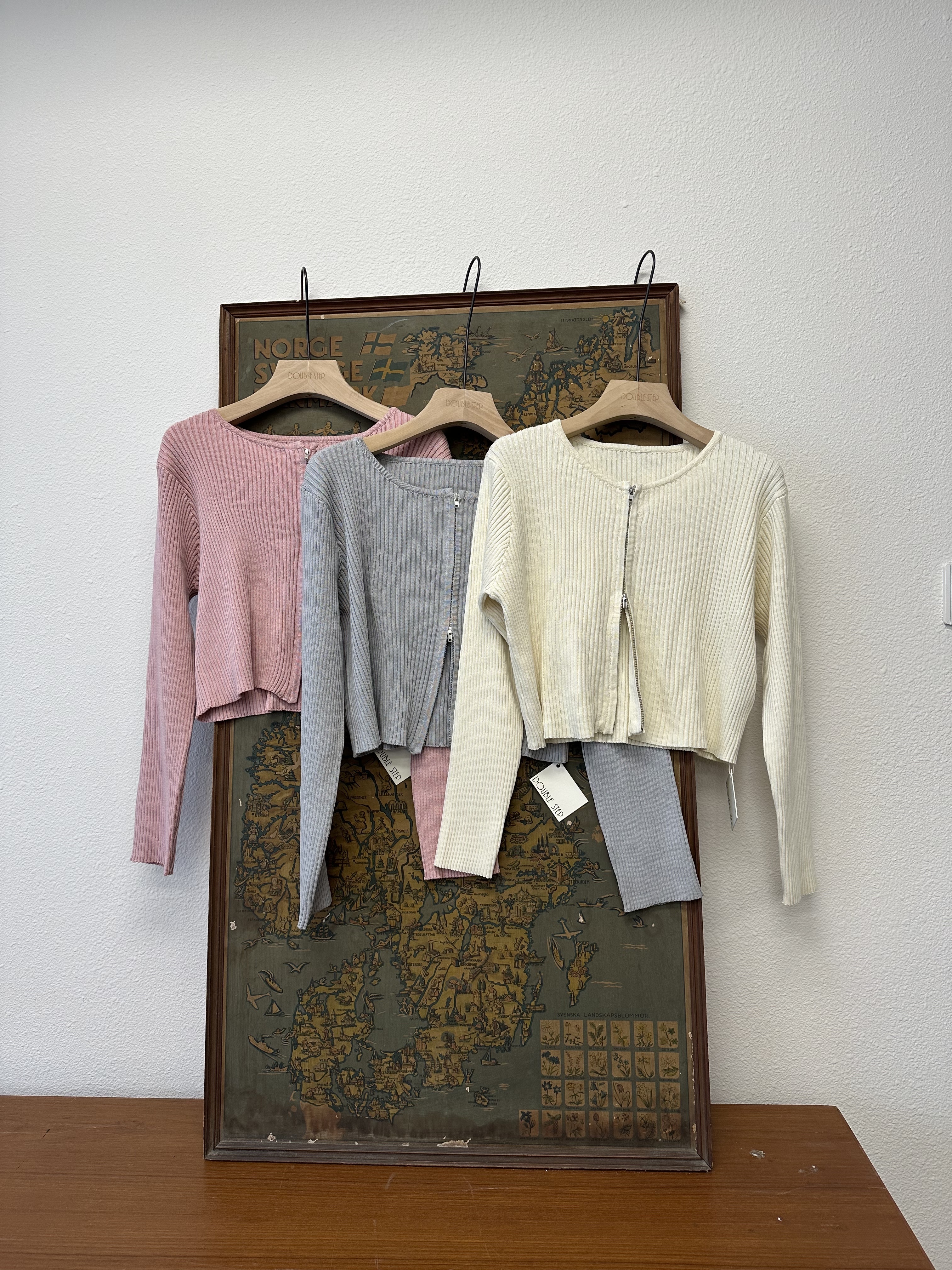 DoubleZip針織坑紋外套 - JK53846