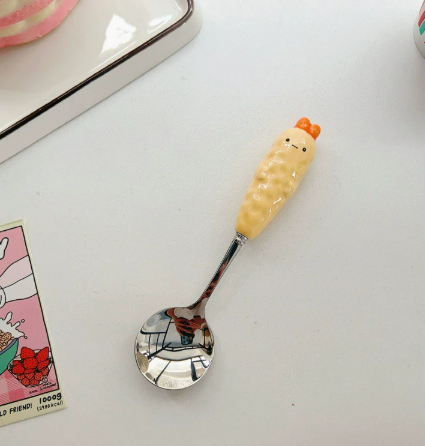 《6266》可愛小炸蝦陶瓷造型湯叉