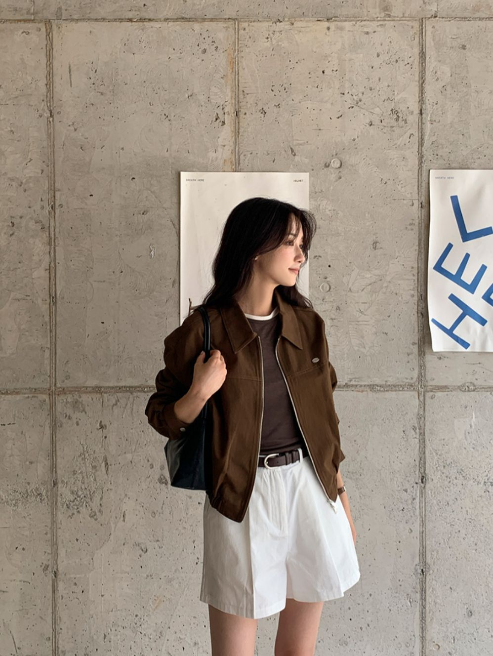 棒球反領工裝外套(啡色)