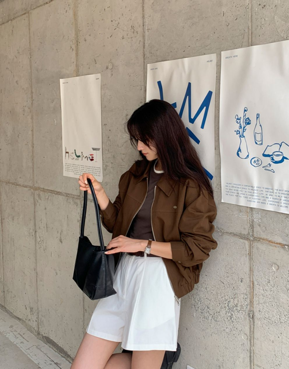 棒球反領工裝外套(啡色)