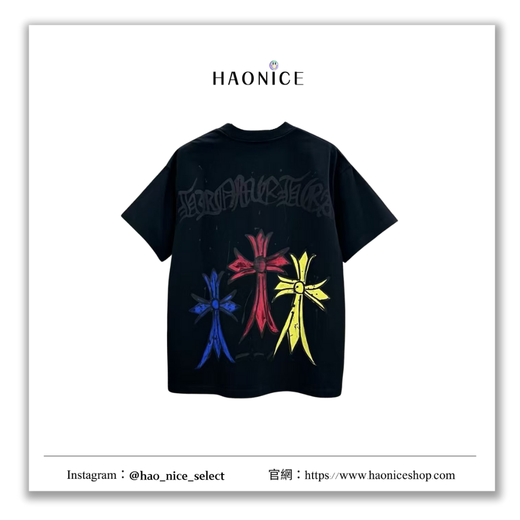 【HAO NICE】100%正品 CHROME HEARTS 精品品牌🔥經典十字架塗鴉風圓領短袖 短T