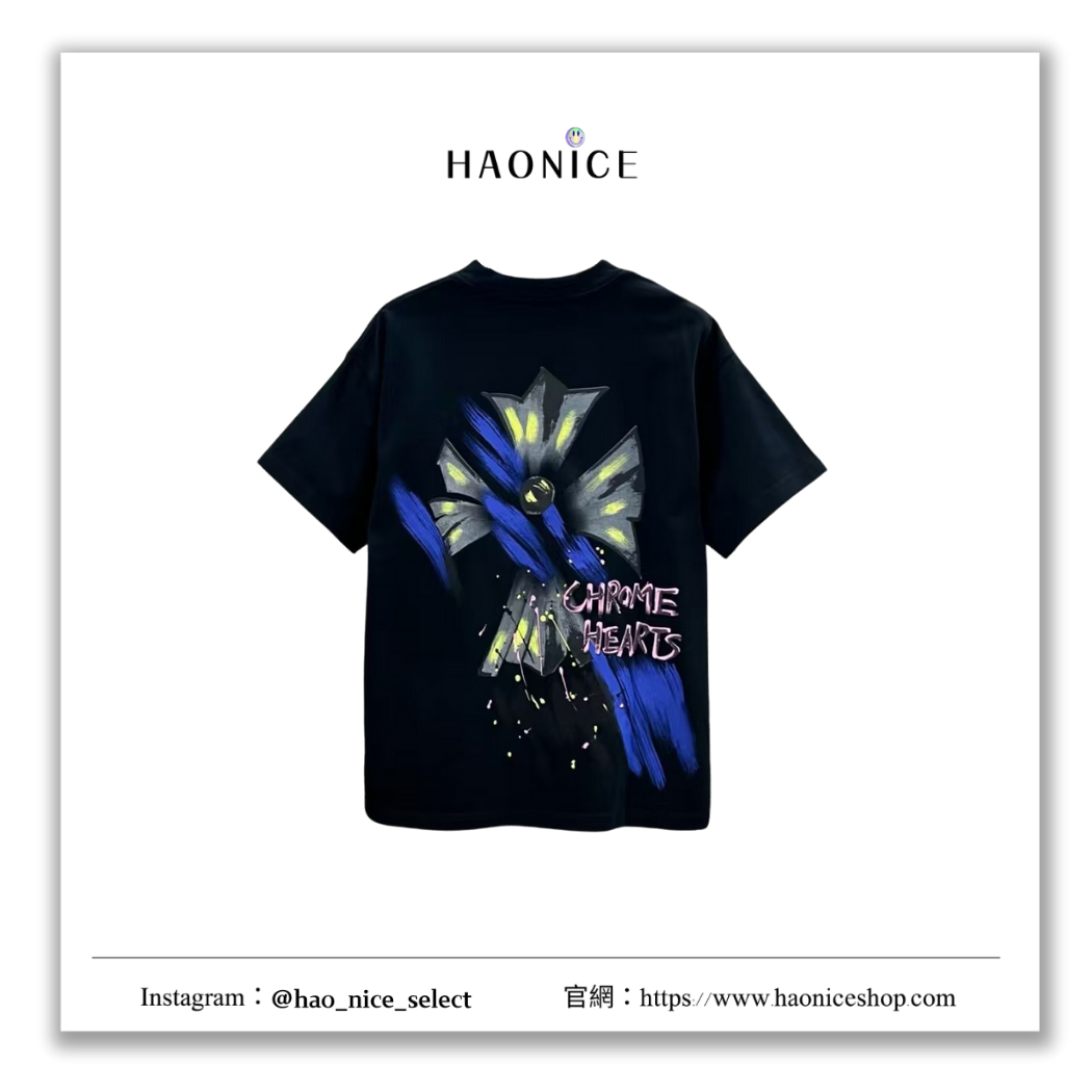 【HAO NICE】100%正品 CHROME HEARTS 精品品牌🔥經典十字架手繪藝術風圓領短袖 短T