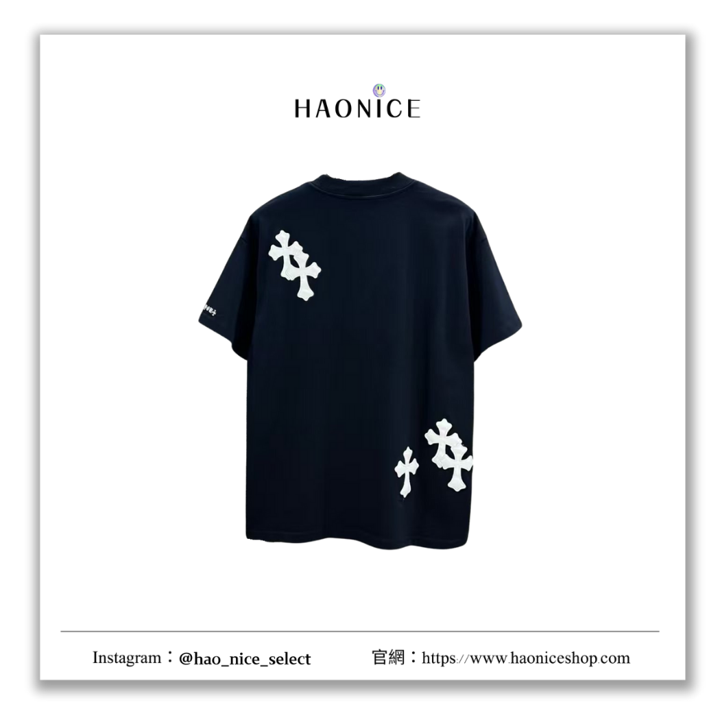 【HAO NICE】100%正品 CHROME HEARTS 精品品牌🔥經典十字架白貼布圓領短袖 短T