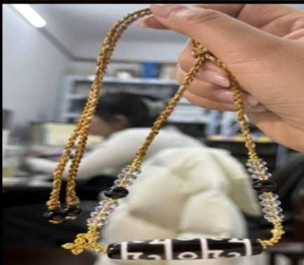 KKDU250105604 黑白莲师三眼项链