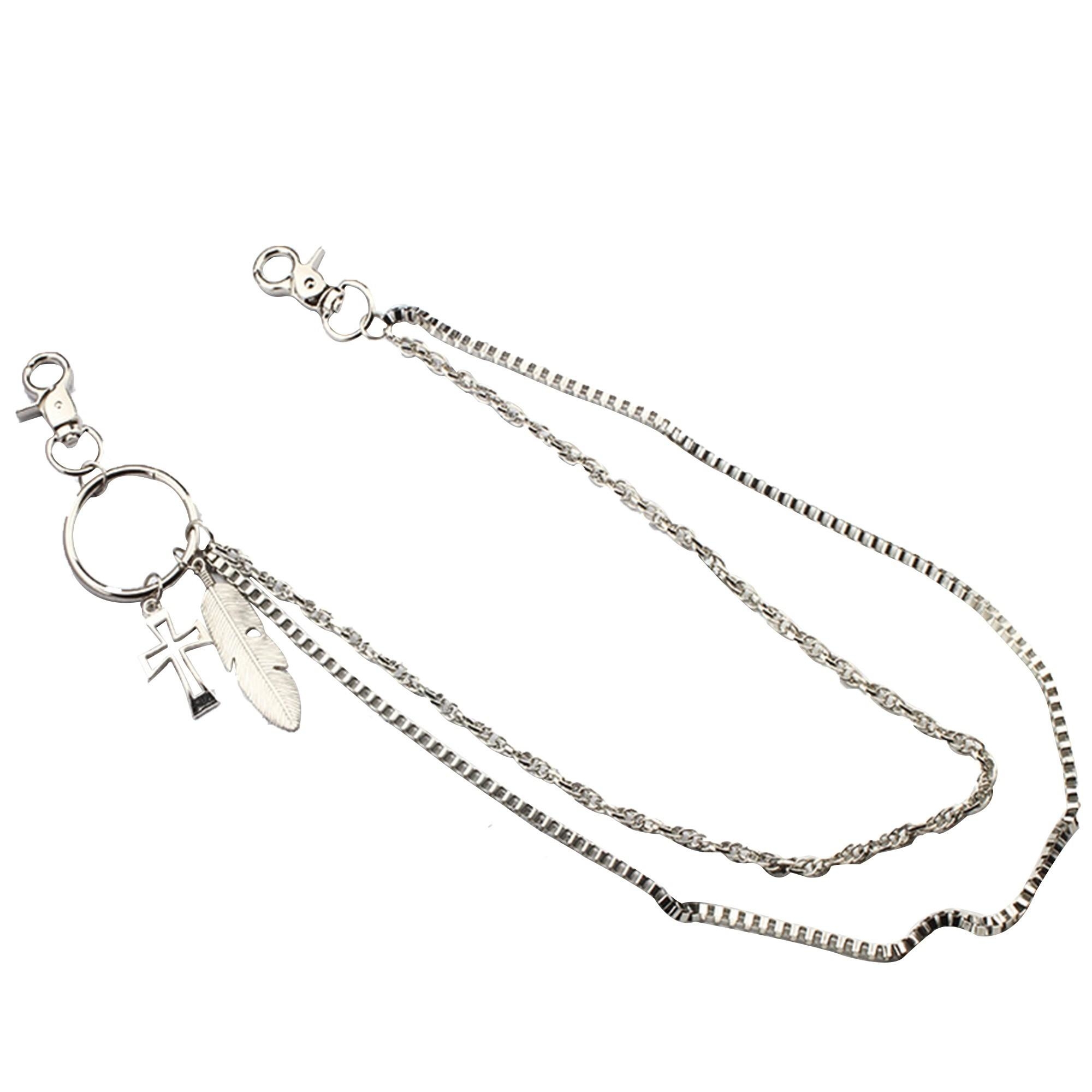 SBG 十字架羽毛雙條褲鏈 B0073