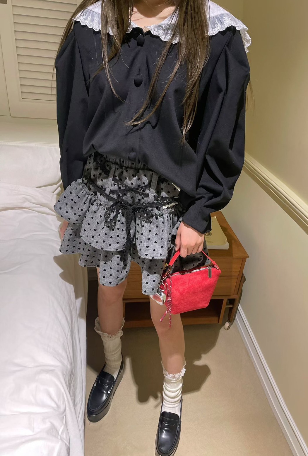 愛心蛋糕蕾絲裝飾短裙