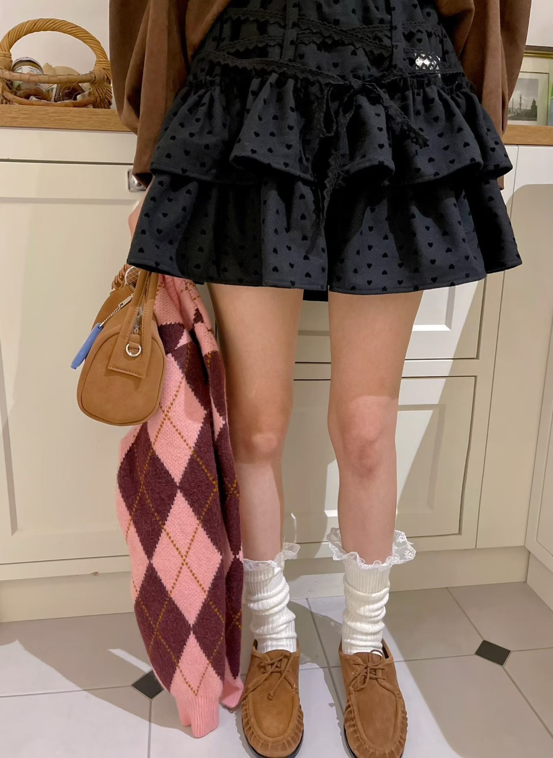 愛心蛋糕蕾絲裝飾短裙