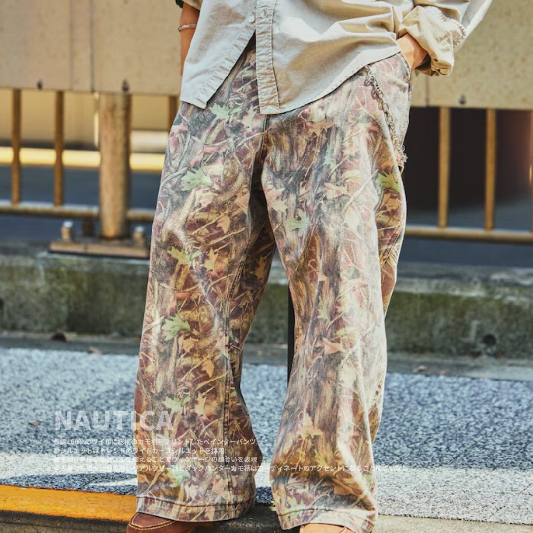 "代購" NAUTICA 弧形剪裁 迷彩寬版工裝褲