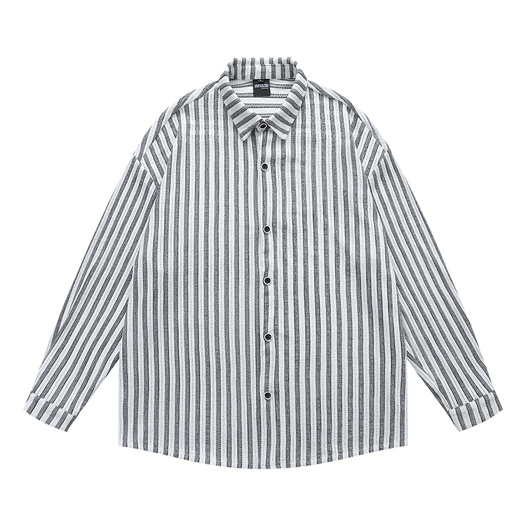 長袖襯衫 直條紋 鏤空襯衫