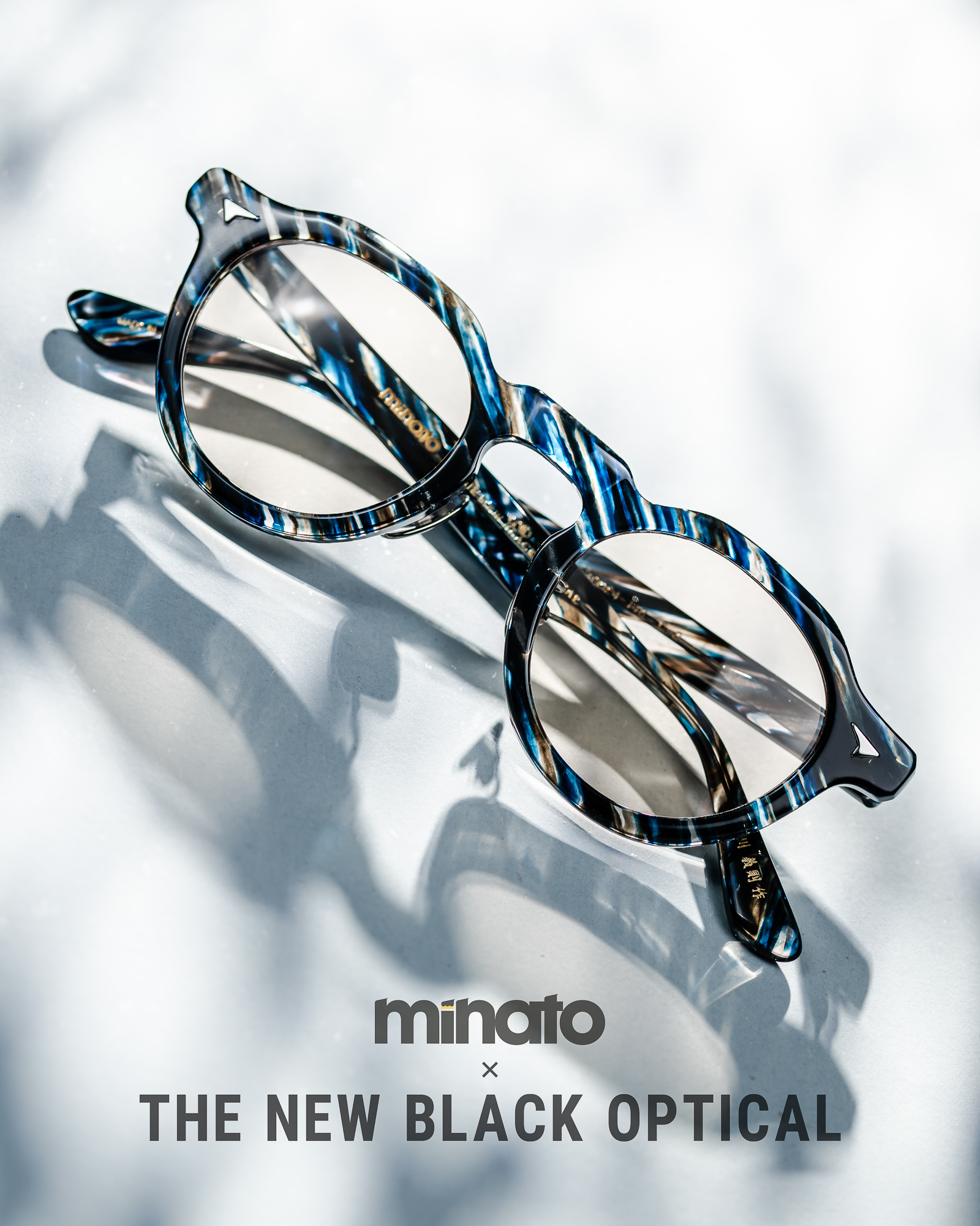 品川義則 X Minato X The New Black Optical Y1 - C-2 Blue Celluloid Tortise 藍玳瑁色