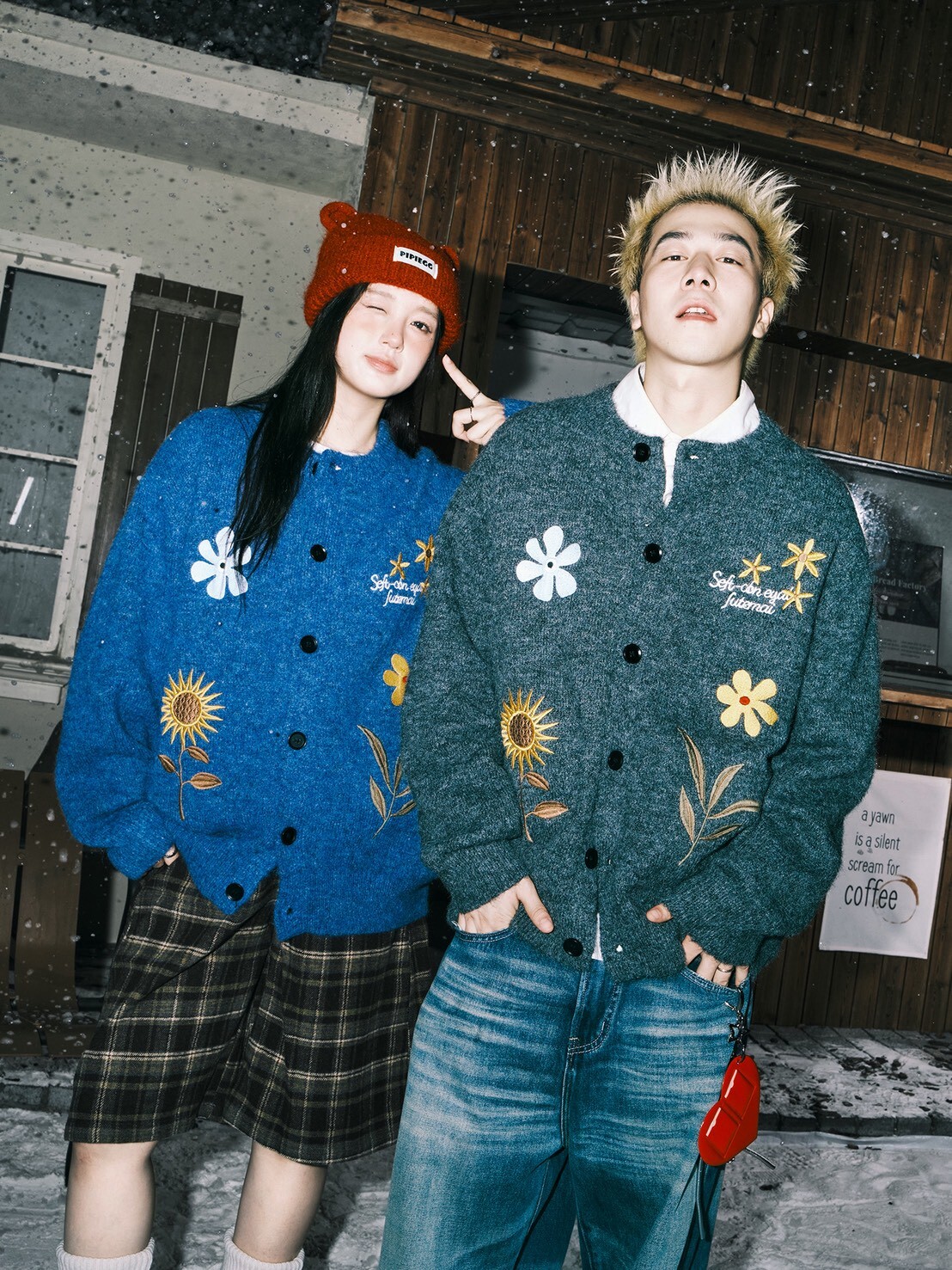 LEMANISM 花卉刺繡開襟毛衣