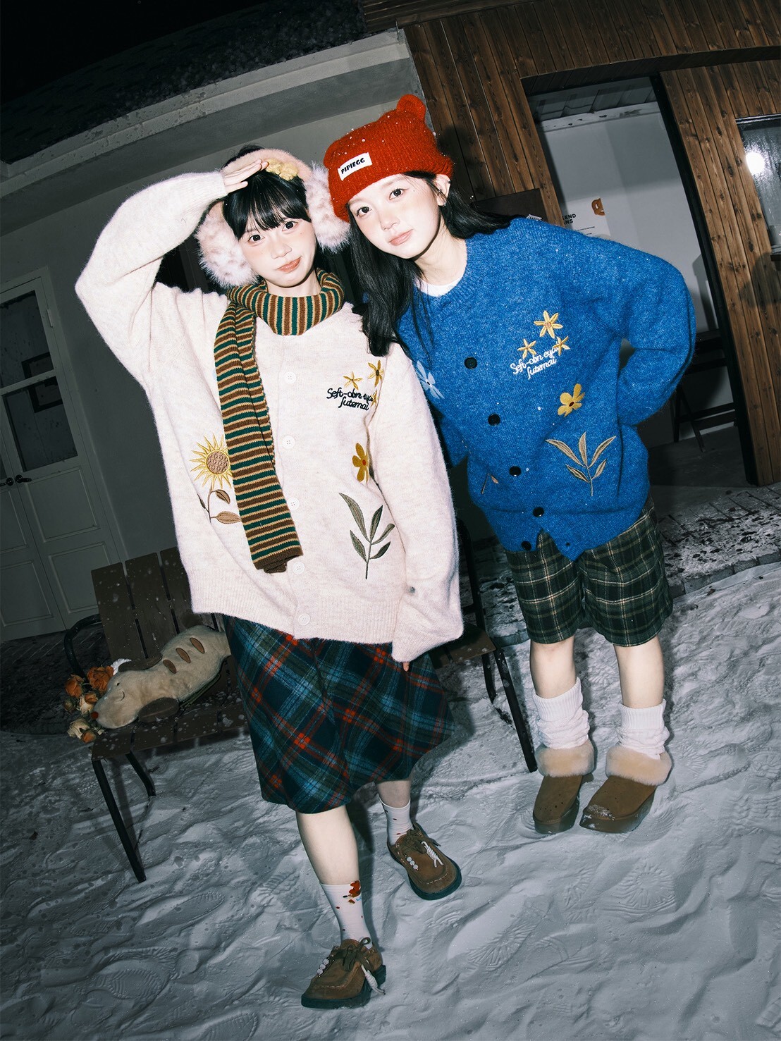 LEMANISM 花卉刺繡開襟毛衣