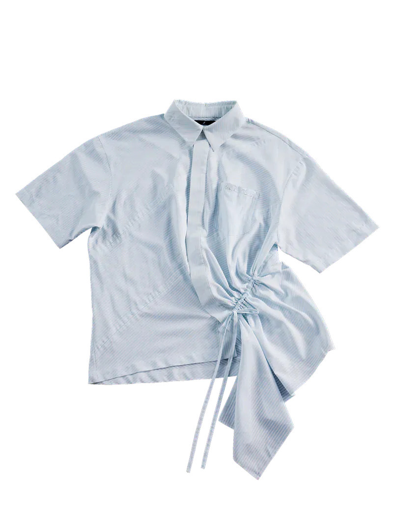 Enclave｜Bias-Cut “Cruise” Short-Sleeves Shirt (Blue)