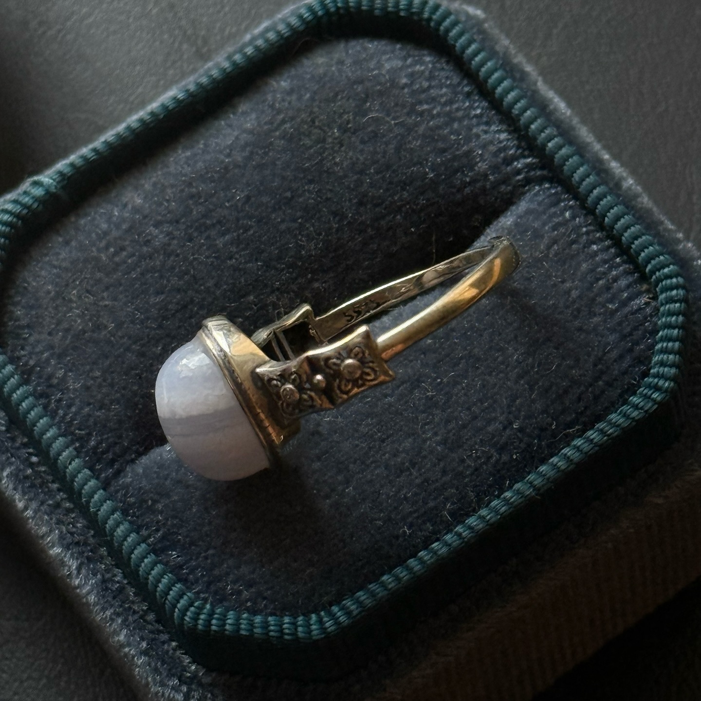 [原石] 藍紋瑪瑙 925銀戒指 只有 1 個