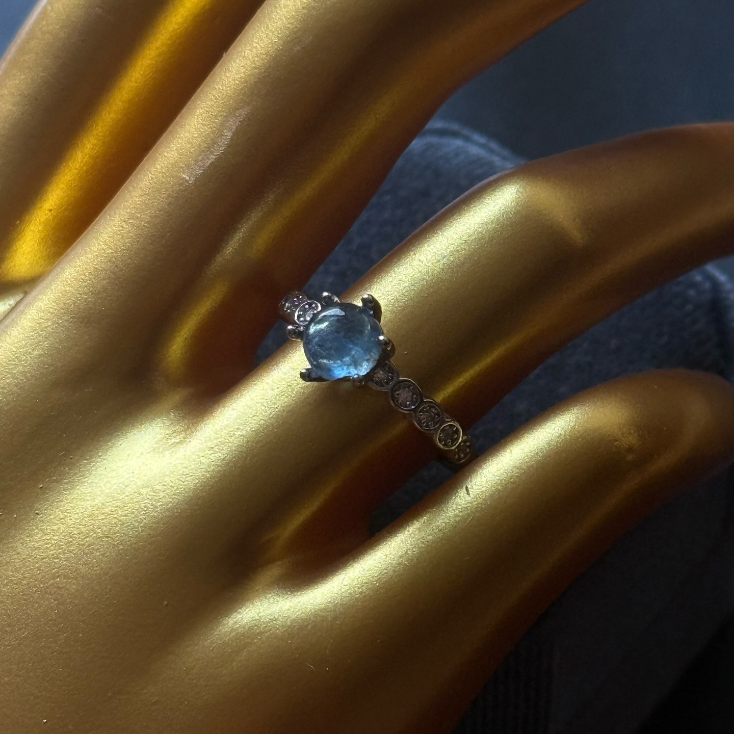 [原石] 海藍寶 水晶戒指