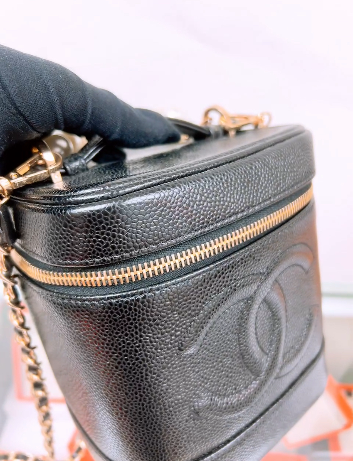 Chanel vanity vintage black caviar