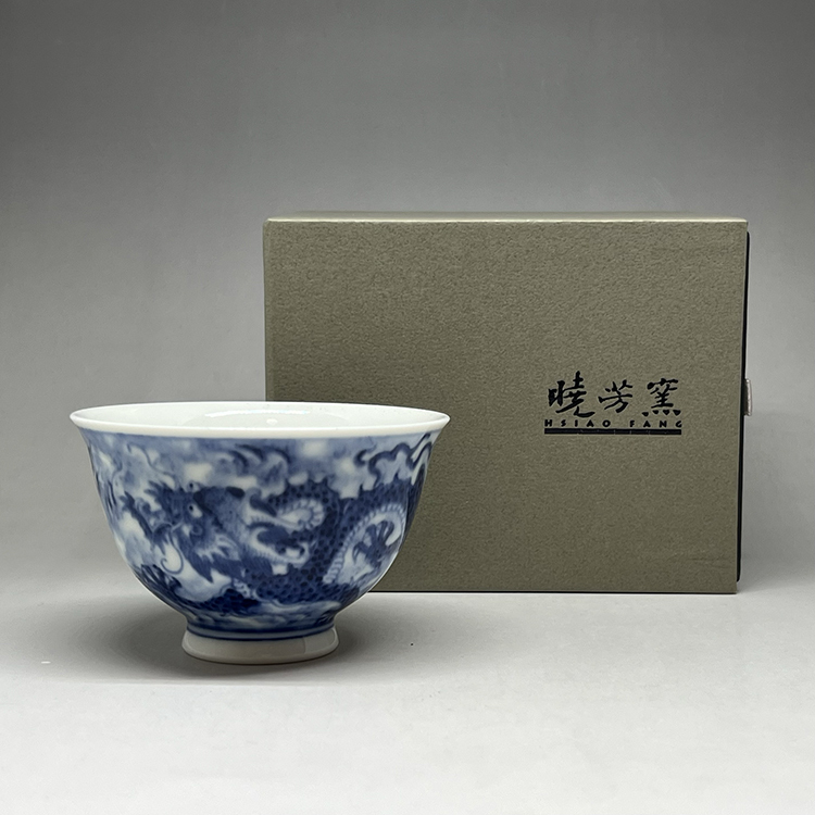 茶香自在】曉芳窯蔡曉芳大師手繪龍紋青花瓷杯單杯禮盒