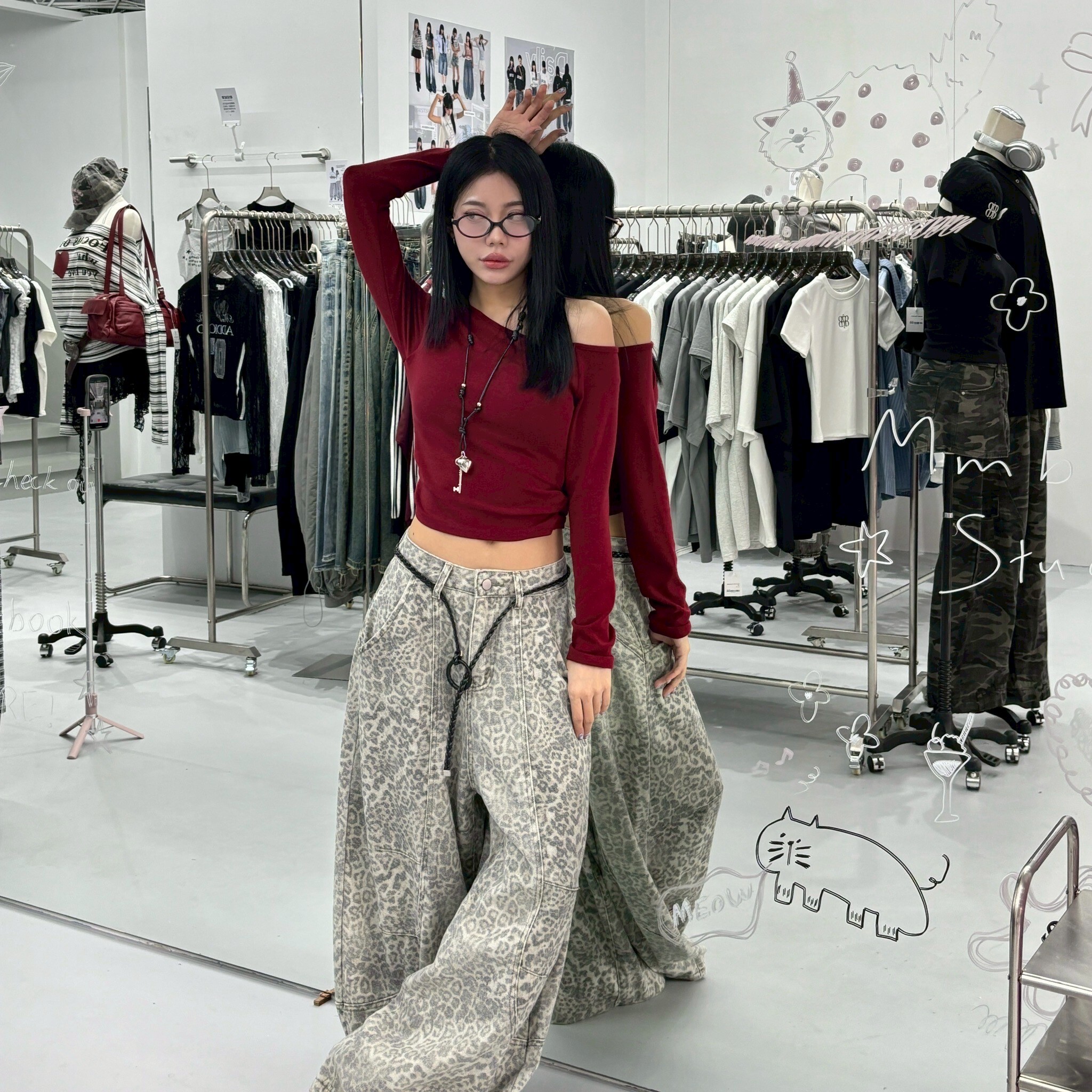 鎖骨殺斜領帶胸墊長袖