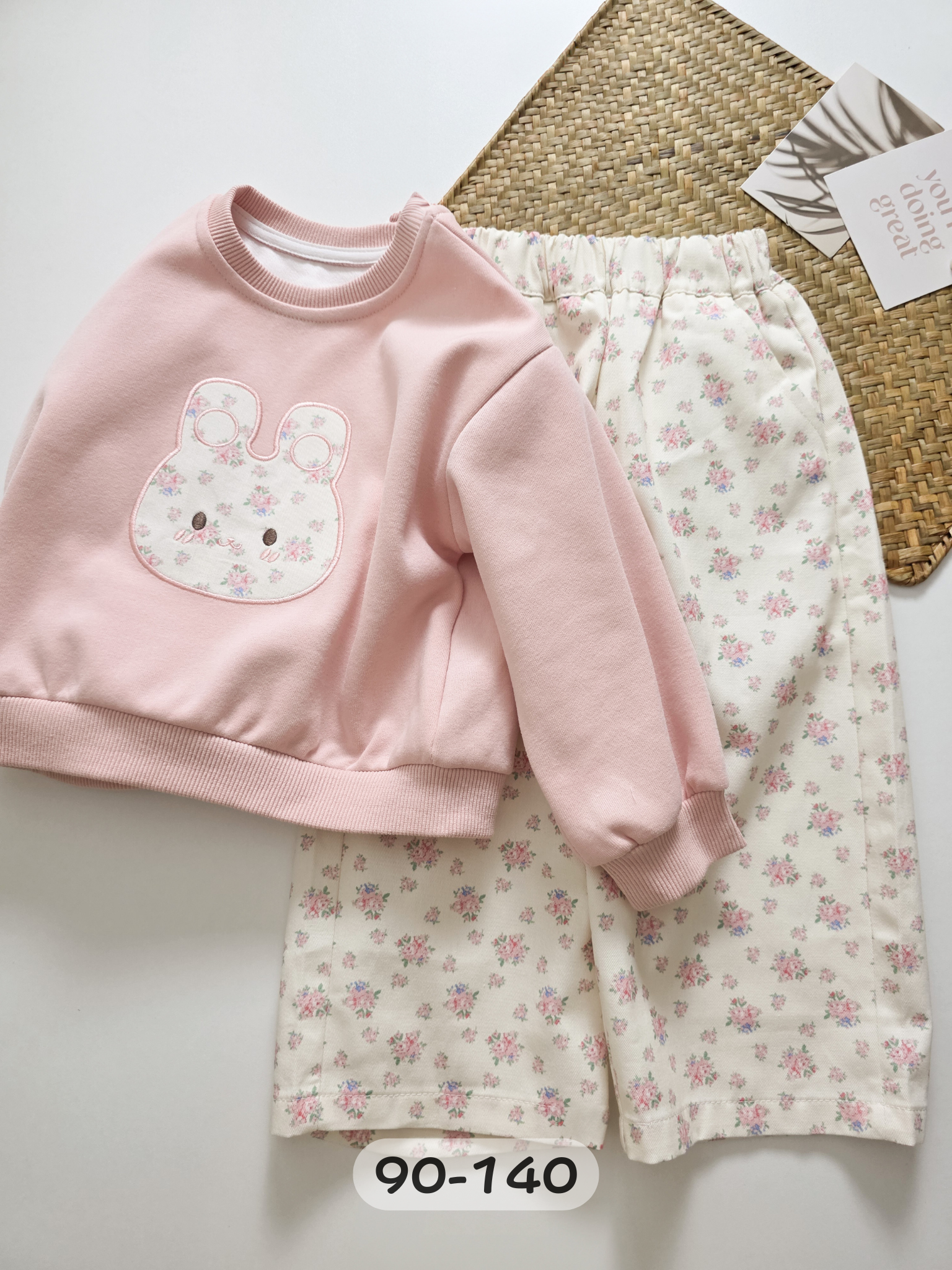 粉色碎花兔 套裝2件組