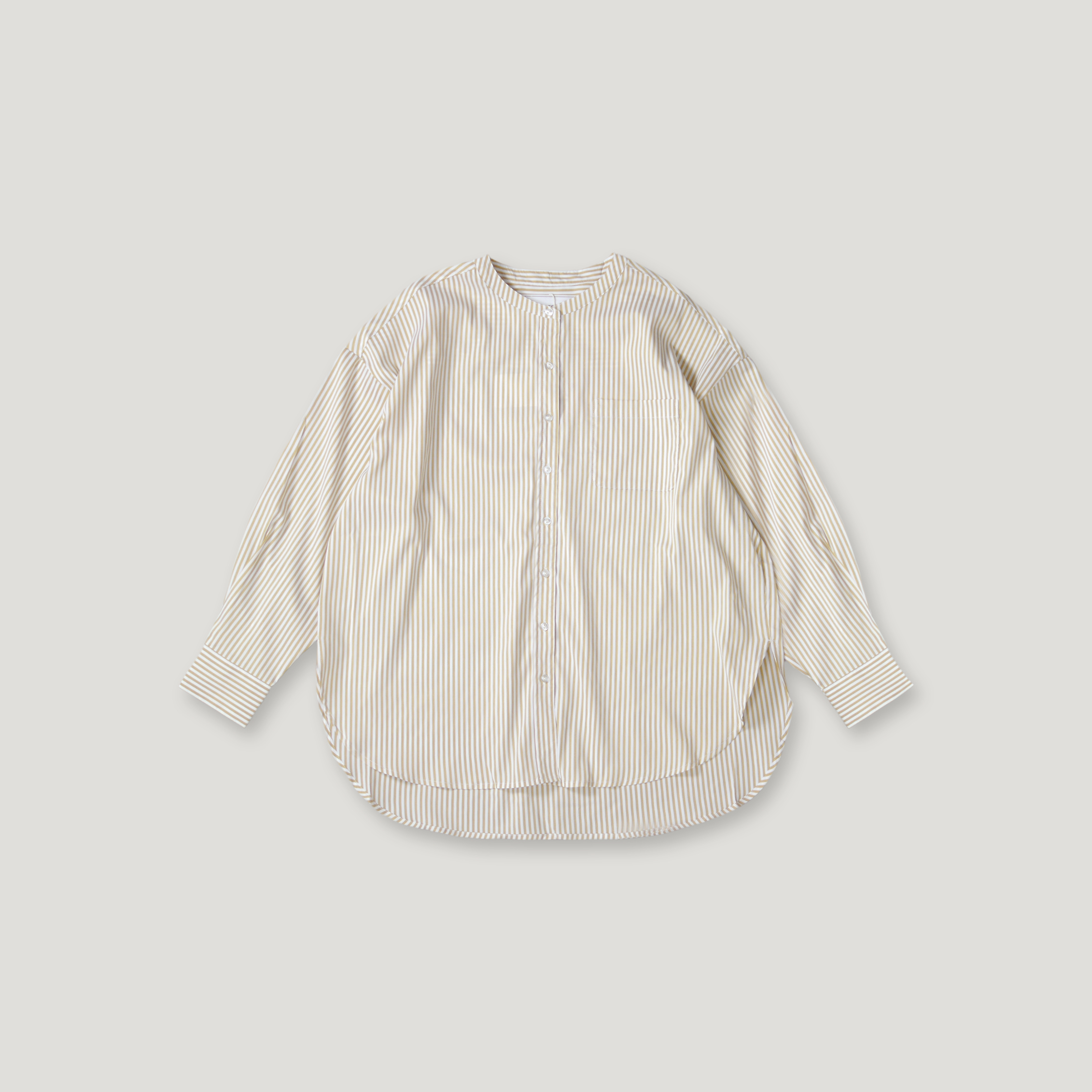 J.P.L. 立領豎紋口袋弧形襯衫╭ 3色 ╮