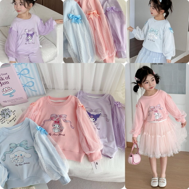 兒童san*rio 角色拼紗長袖上衣-2502325