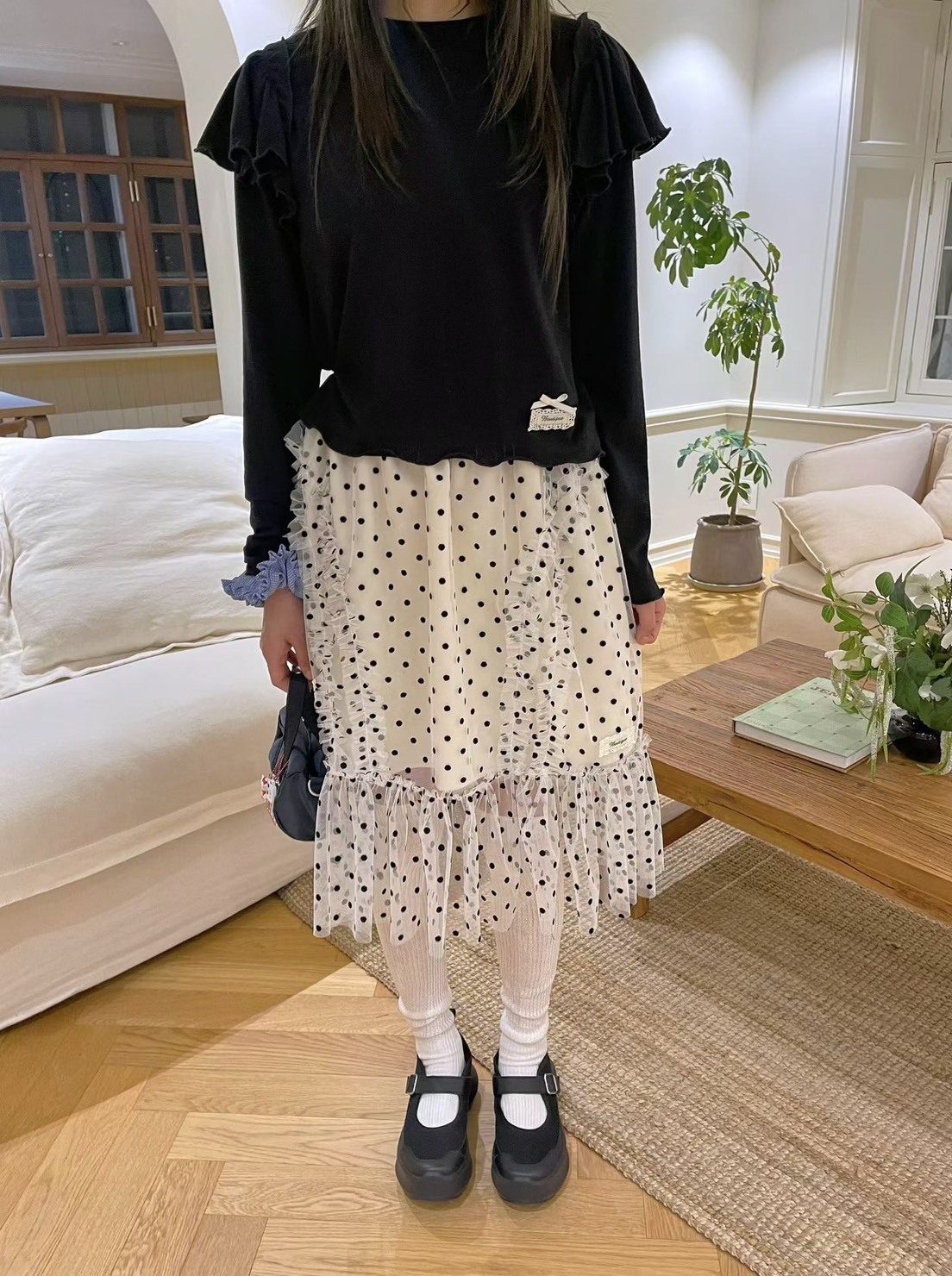 點點荷葉過膝裙