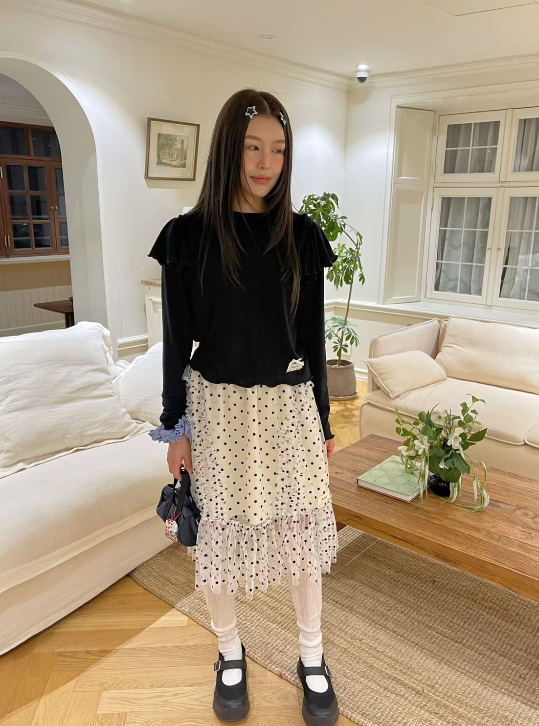 點點荷葉過膝裙