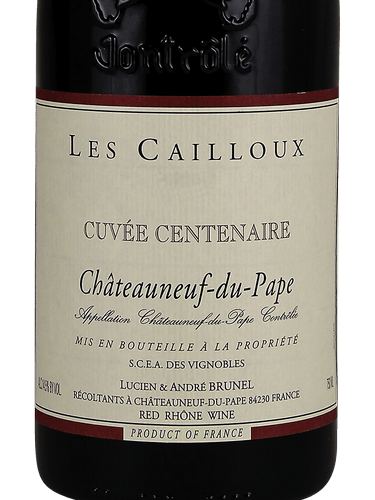 Lucien et Andre Brunel Chateauneuf-du-Pape Les Cailloux Cuvee Centenaire 2003 (RP94)