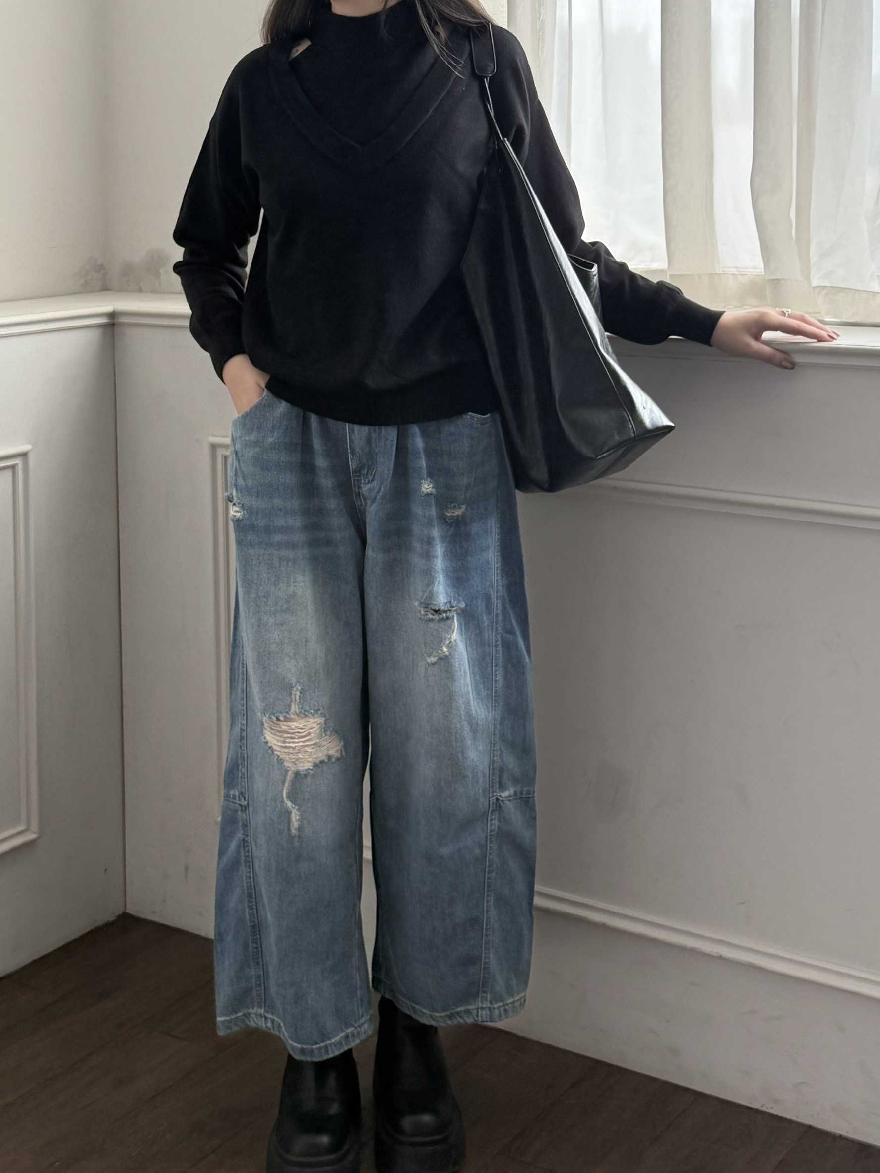 造型挖肩針織上衣