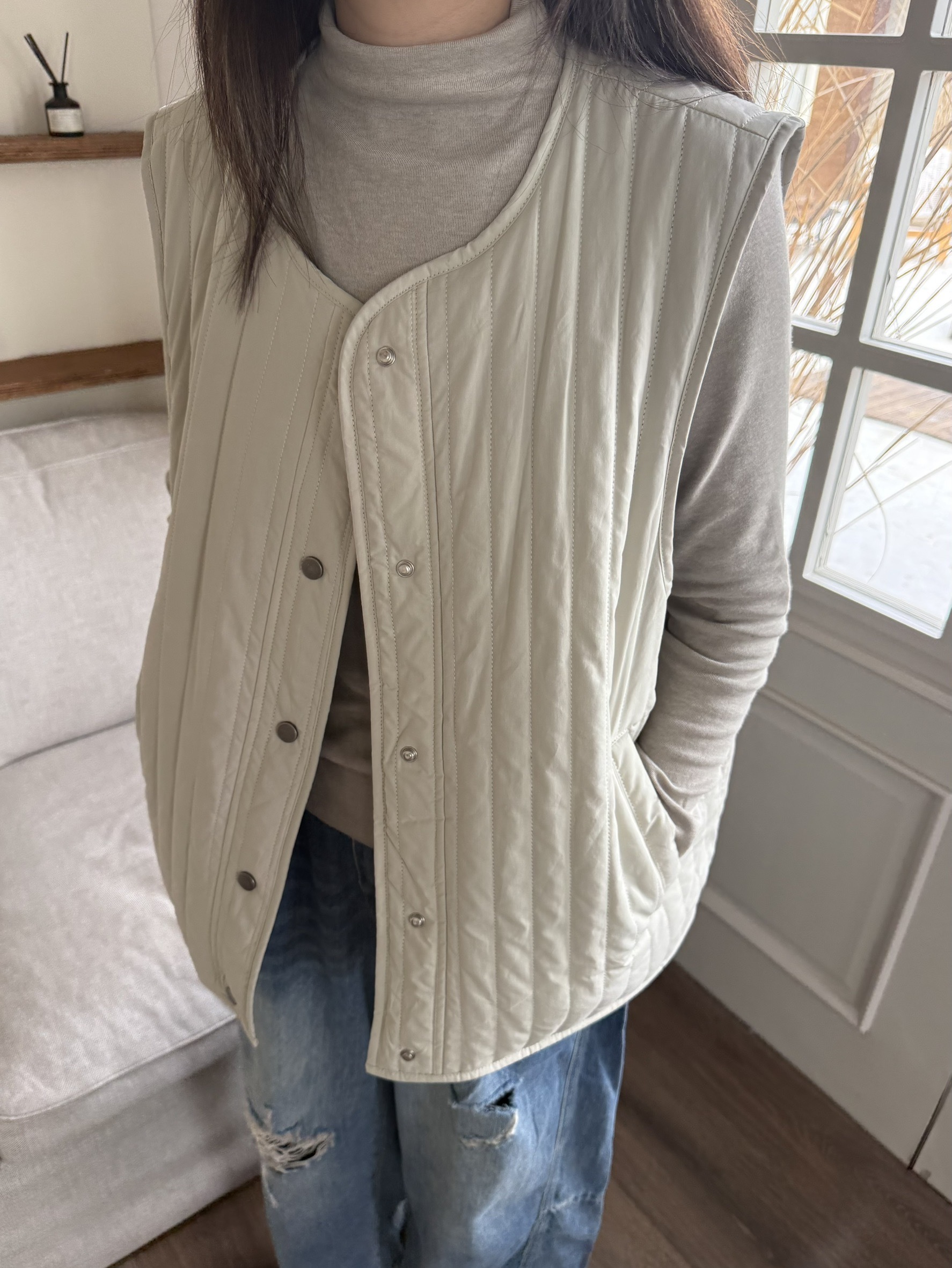 直紋內裡絨布背心