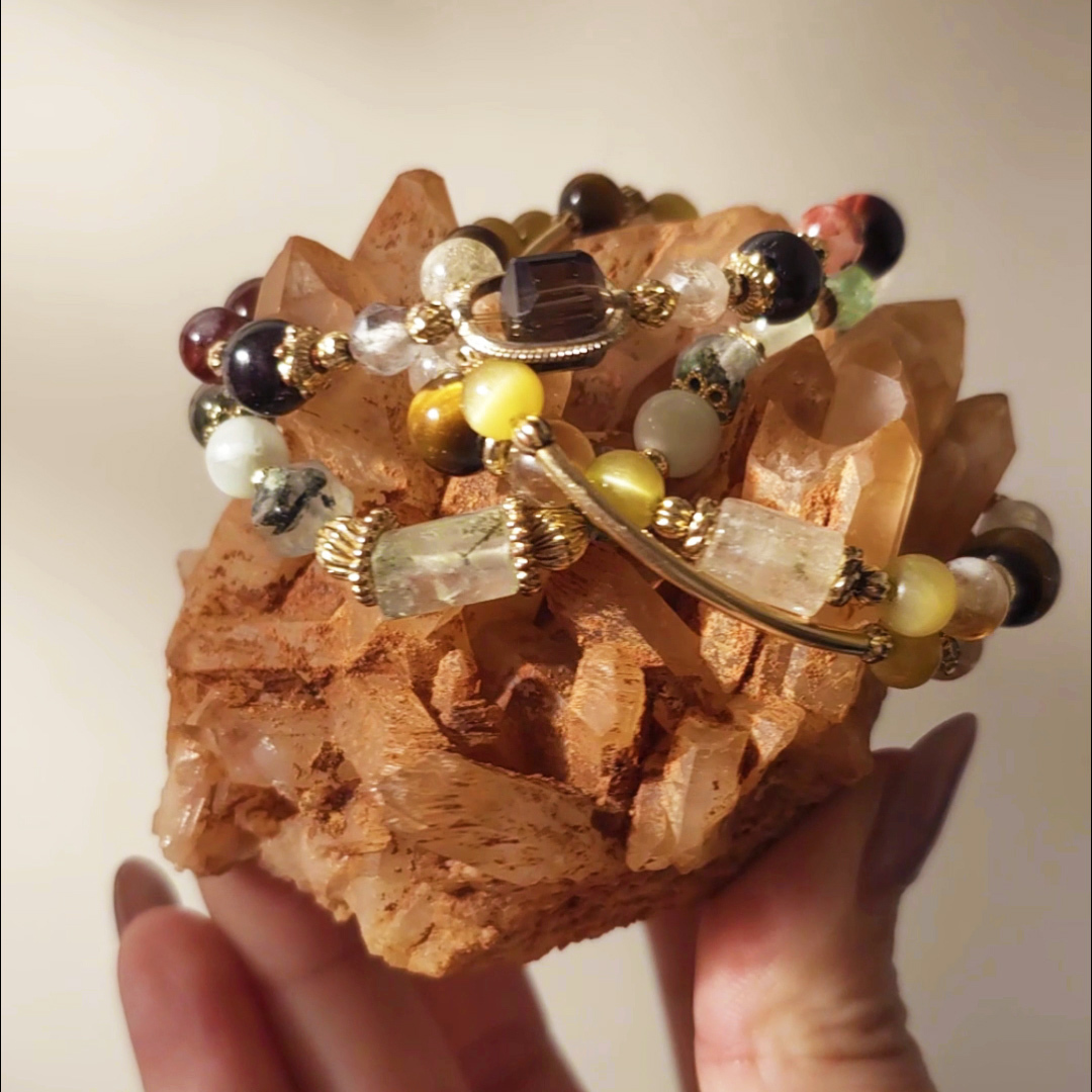 條紋侵蝕橘紅晶簇天然 白水晶簇 淨化 大自然的禮物 C216