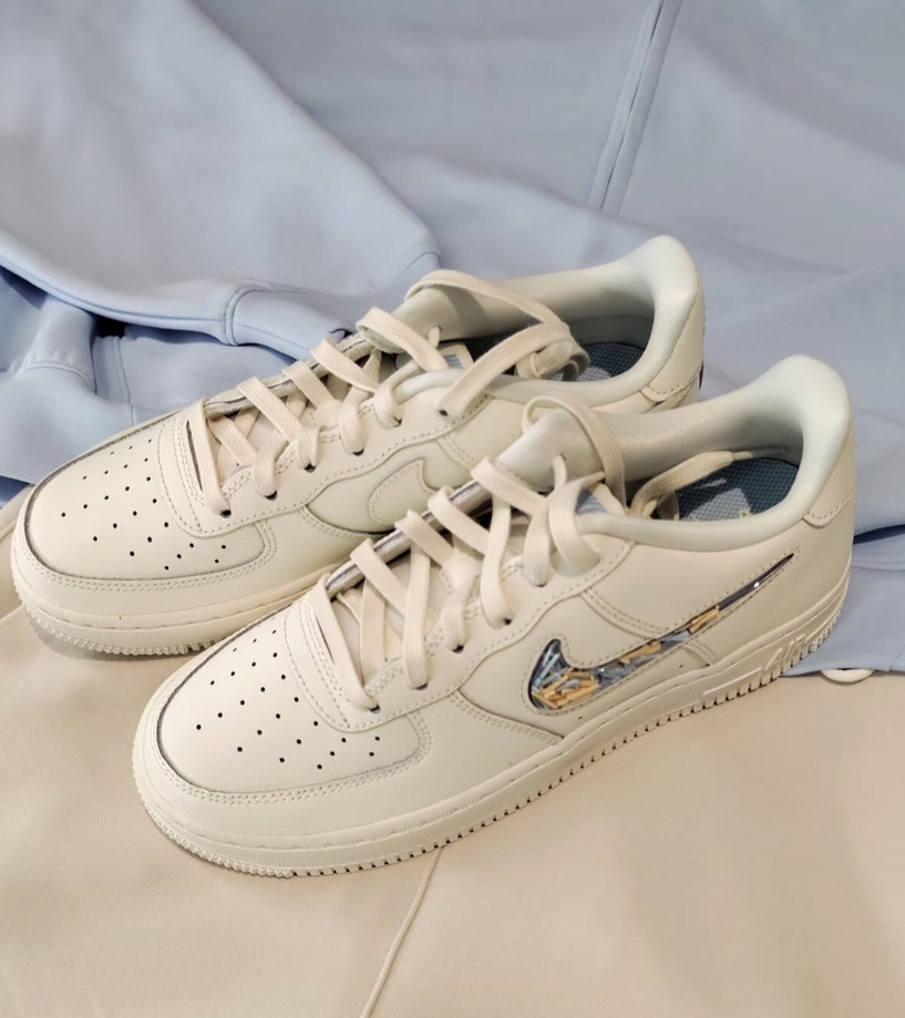 【預訂】 NIKE AIR FORCE 1 奶油白搖搖藍黃剔-GS