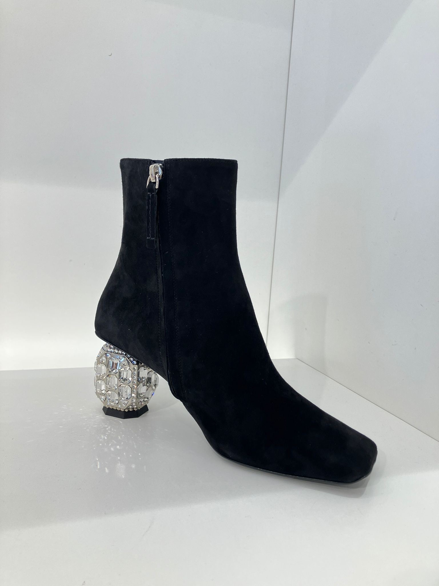 Roger Vivier Jewel heel suede ankle boots black