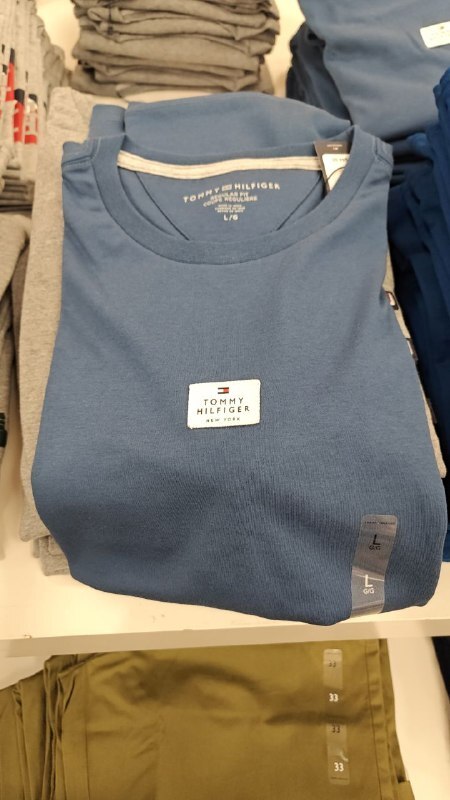 [U] TOMMY HILFIGER BLUE NAVY MEN'S REGULAR FIT LOGO TAG T-SHIRT [FINAL SALE], XM05731-403 (UTH25)