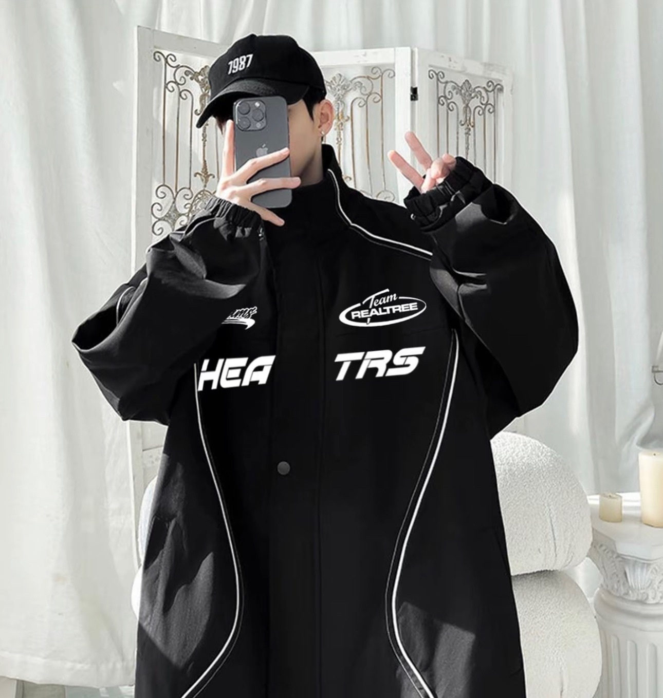 Kawasaki川崎美式復古賽車風 衝鋒外套 男女同款