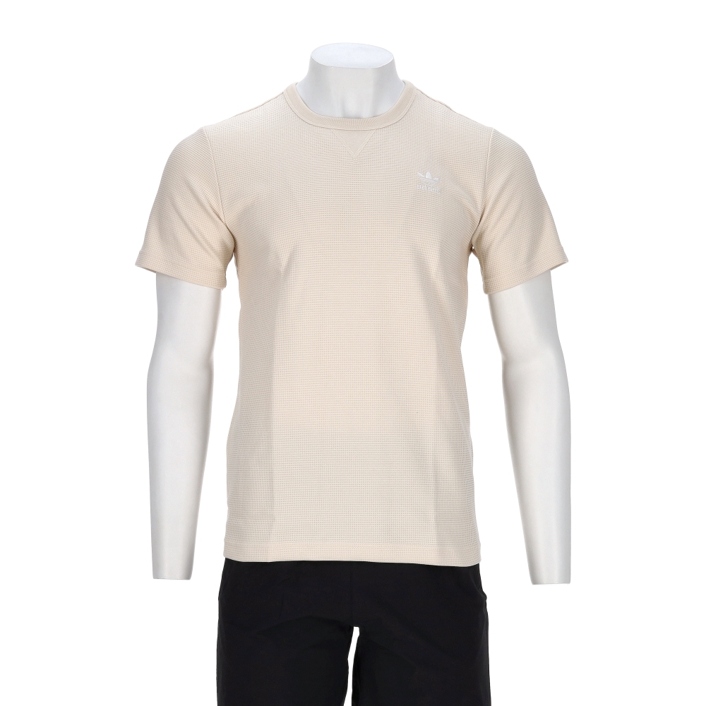 Adidas Ess W Tee 男款 米白色 華夫格 刺繡 Logo 休閒 短袖 JW3514