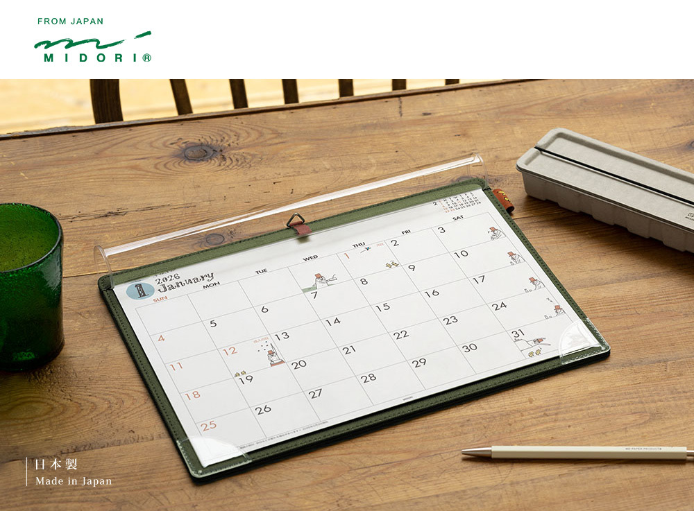 日本MIDORI．2026 桌上/壁掛兩用月曆(A4) 歐吉桑 31370