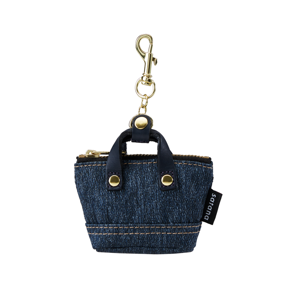 Denim 迷你托特吊飾包-深丹寧藍