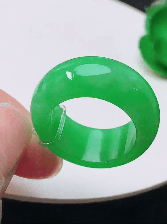 99343 翡翠滿綠戒指指環 (港圈 18號)